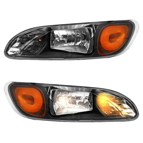 Black Headlight Assembly Fit For 2005-2015 Peterbilt 325 330 335 337 340 348 382 384 386 387, Left/Driver and Right/Passenger Pair Side