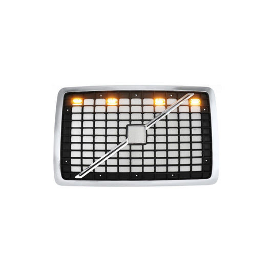 Front Hood Radiator Grille Grill Fit for 2004-2017 Volvo VNL Semi Trucks with Bug Screen and Light Strip (TR003)