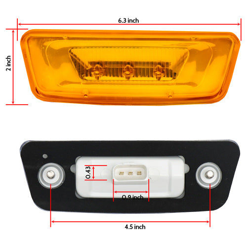 2PCS LED Side Marker Turn Signal Lights Compatible with Kenworth T680 T700 T880, Peterbilt 576 Amber Lens Rectangular Cab Roof Marker Lights