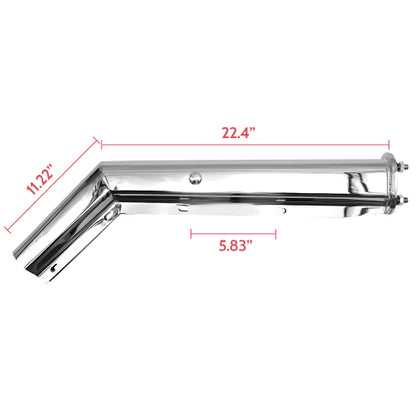 Chrome Angled Mud Flap Hanger Bracket for semi Trucks, Bolt Spacing 2.5", 30" L Heavy-Duty Spring Loaded Hangers with Reflective Strip Sticker, Right & Left Side, 2PCS