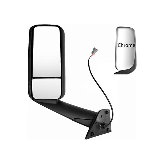 Chrome Door Mirror Assembly for Freightliner Cascadia, Driver Side Heated and Motorized Door Mirror Fit for 2018-2020 Freightliner Cascadia