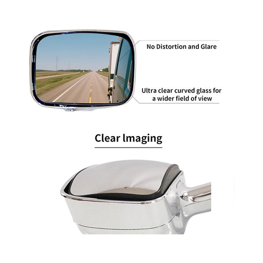 Aostirmotor 2PCS Hood Mirror Fit for Freightliner Cascadia 2008-2016, Pair Hood Mirrors Kit Trucks Driver Left(Black)