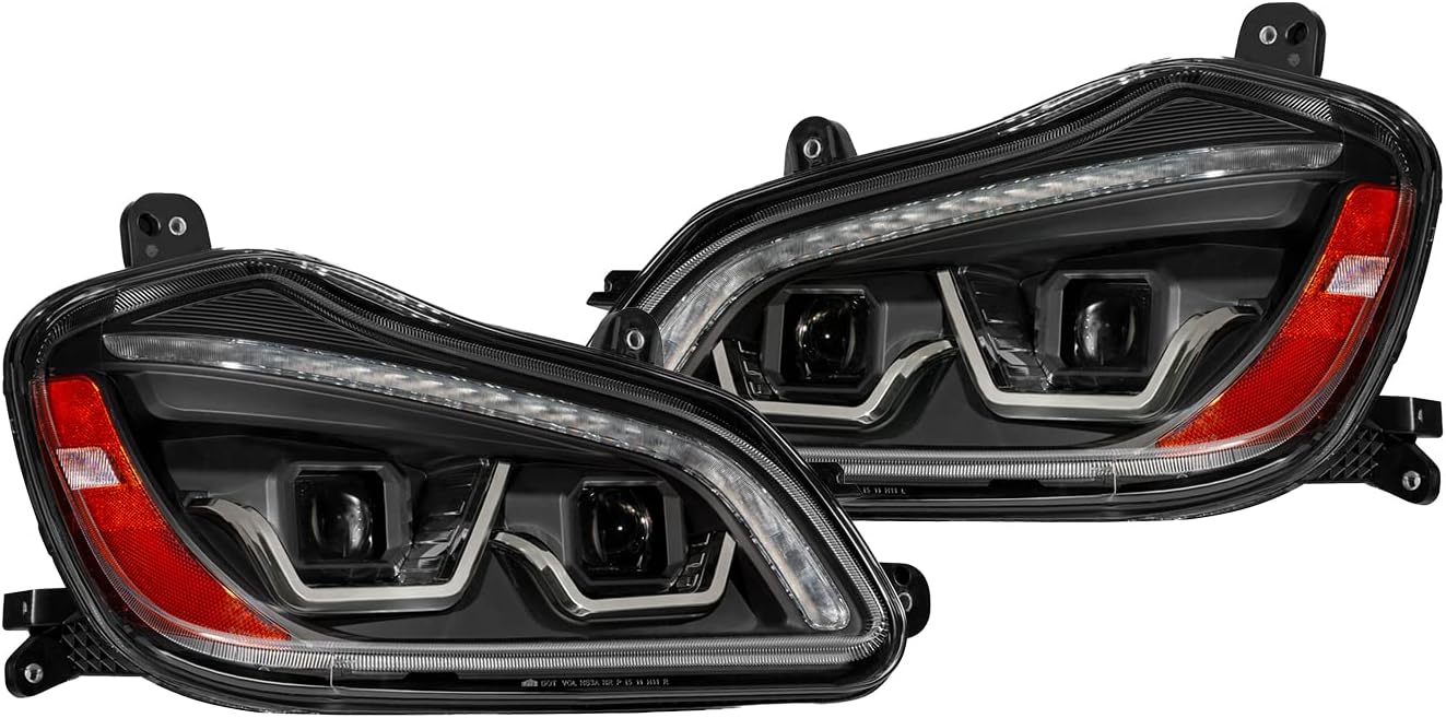 For kenworth headlight black pair