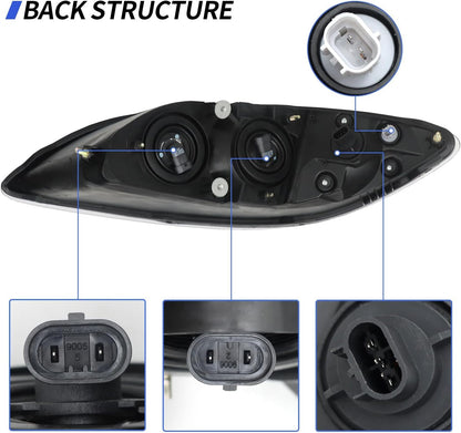 For 2008-2016 International Prostar Headlight Set Black