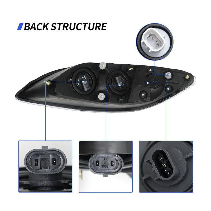 For 2008-2016 International Prostar Headlight Set Black