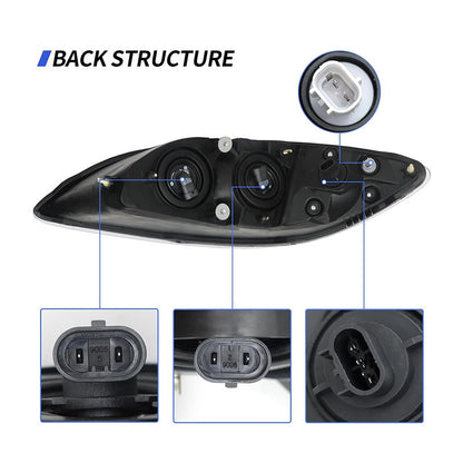 For 2008-2016 International Prostar Headlight Set Black