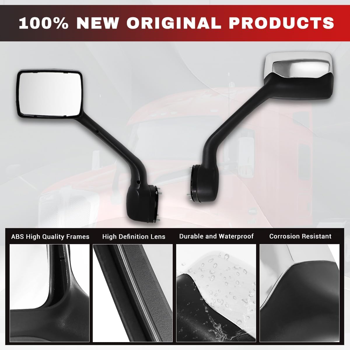 For Kenworth T680 Hood Mirror Chrome