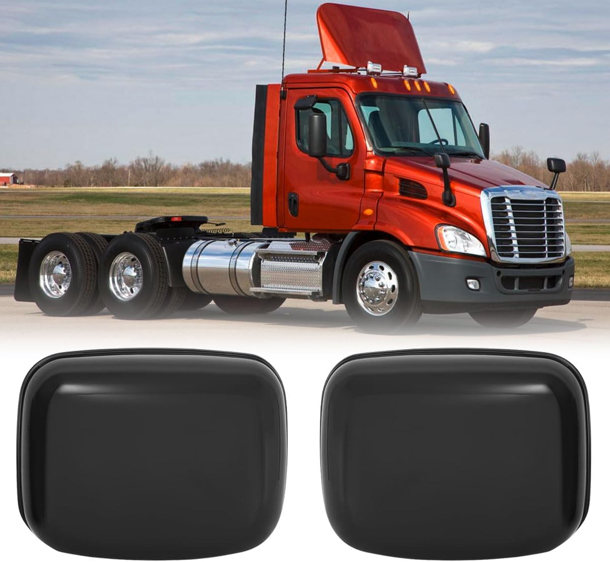 The new Cascadia cover mirror assembly is in black and does not come with heating
