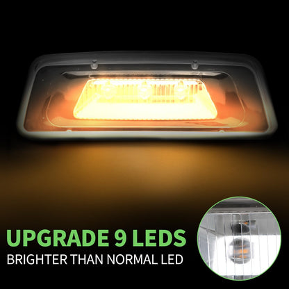 2PCS LED Side Marker Turn Signal Lights Compatible with Kenworth T680 T700 T880 Peterbilt 576, Clear Lens Amber Light Front Fender Side Light,Rectangular Cab Roof Marker Lights(Clear)