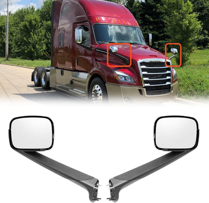 US Warehouse Local Stock Heated Pair Set Chrome Hood Mirror Fit for Freightliner New Cascadia 2018+ LH+RH Side