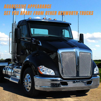 2013-2021, KENWORTH-T680 Headlight assembly, US version, halogen, with bulb, white frame, white cover, orange reflector, left+right