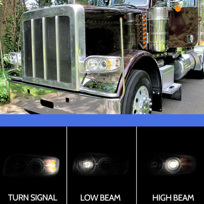 Headlight Assembly Fit for 2008-2018 Peterbilt 388-389, Halogen Headlights Headlamps W/Bulbs Chrome House (Left Headlight Assembly)