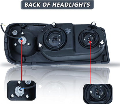 Headlights Assembly Fit for Mack Granite GU713 Lamp with Halogen Bulbs and Warm White,Both Sides Compatible with Select Mack Model Right Passenger,Left Driver Side (pair)