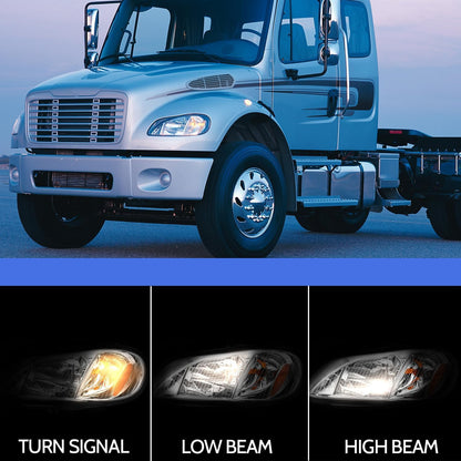 Headlight Assembly Compatible with 2004-2013 Freightliner M2 106 M2 112, Headlamps Head Lights Lamp Assembly (Left)