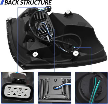 LED Headlight Assembly Compatible with Volvo VNL 2004-2014,Black Factory Style LED High/Low Beam Headlamp Driver and Passenger (Pair of Headlight Assembly)