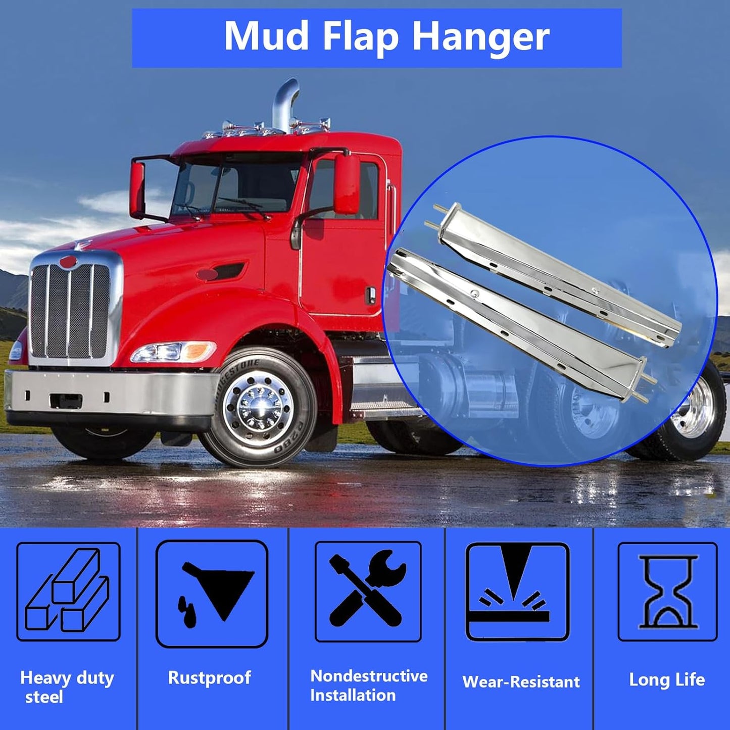 For Freightliner Mud Flap Hanger Black