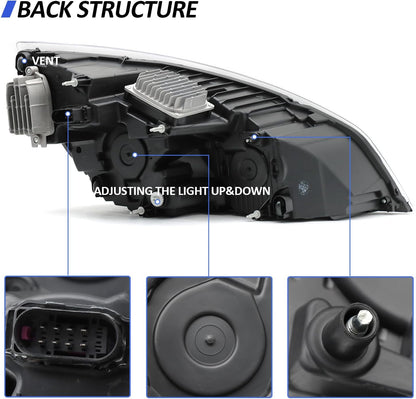  New Body Style Halogen Headlight Assembly Fit for Freightliner Cascadia 2018+, Left, Headlamps, Black Housing