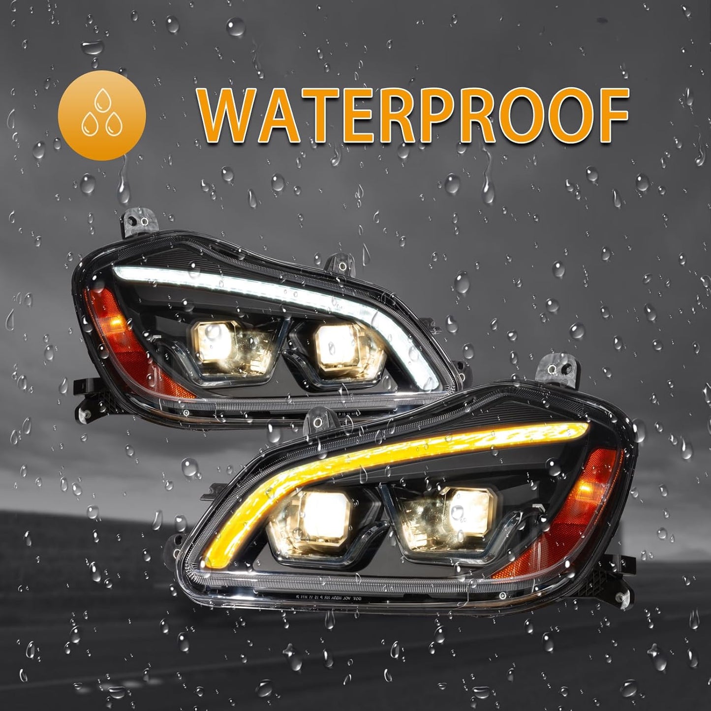 For kenworth headlight black pair