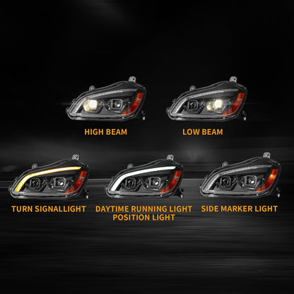 For kenworth headlight black pair
