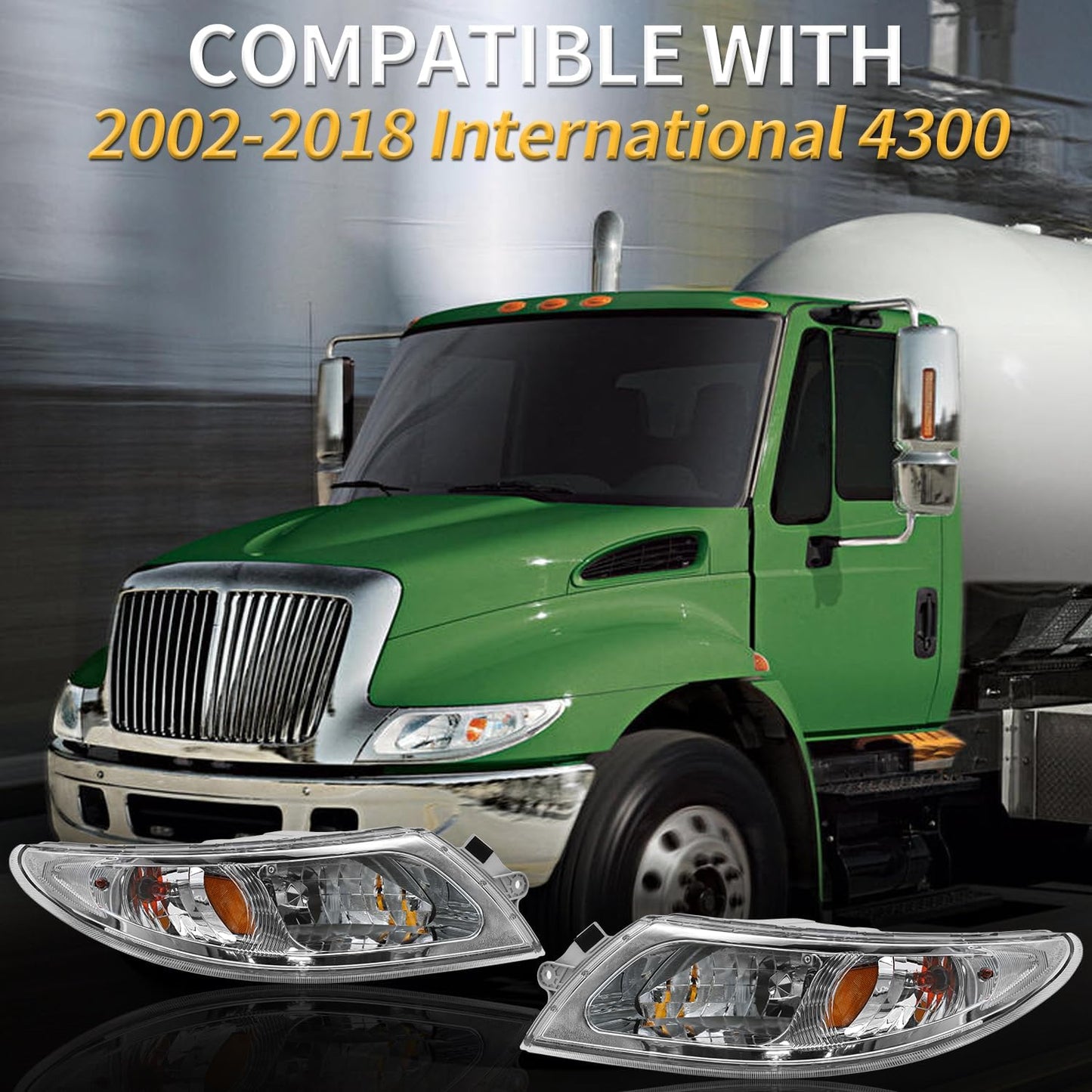 Headlights Assembly Fit for International Durastar 4200 4300 4400 4900 Truck,2002-2018 International 4300 Headlight Headlamp PairPair Driver Right Side)