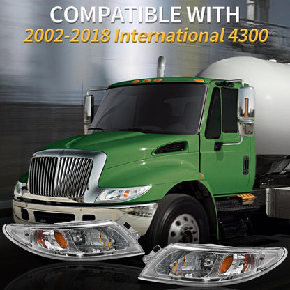 Headlights Assembly Fit for International Durastar 4200 4300 4400 4900 Truck,2002-2018 International 4300 Headlight Headlamp PairPair Driver Right Side)
