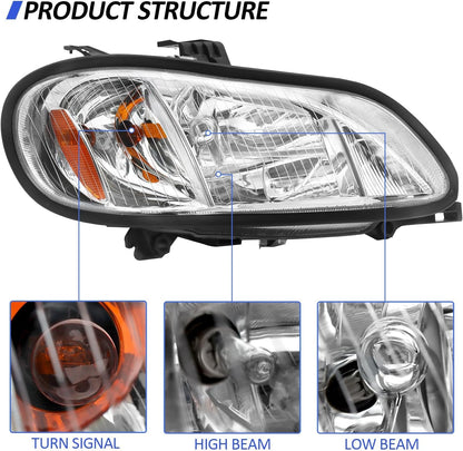 Headlight Assembly Compatible with 2004-2013 Freightliner M2 106 M2 112, Headlamps Head Lights Lamp Assembly (Left)