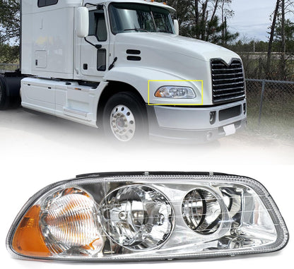 Headlight Assembly Fit for MACK GU4 GU5 GU7 CT713 GU8 CX CXN CXU CTP Semi Trucks, Pair of Chrome Headlamp Passenger Side Halogen,Bulbs Included