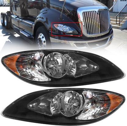 For 2008-2016 International Prostar Headlight Set Black
