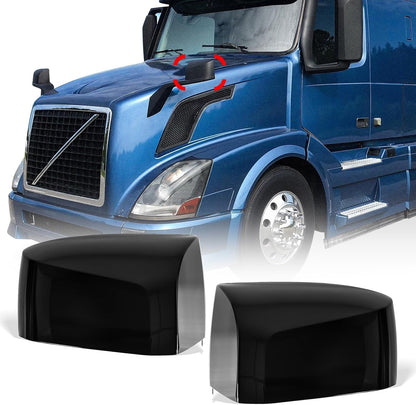Chrome Hood Mirror Cover for Volvo VNL VN VNM Semi Trucks 2004-2017, Driver Left & Passenger Right Side (A Pair)