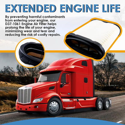 Engine Air Filter Compatible with KENWORTH T680 2023 Compatible with PETERBILT 579 2023 Replaces D371061 D37-1061