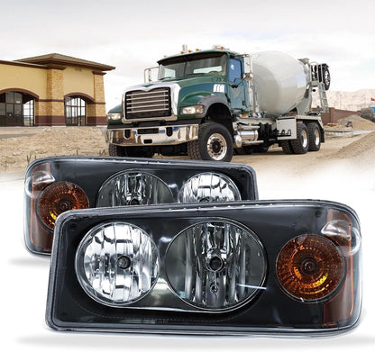 Headlights Assembly Fit for Mack Granite GU713 Lamp with Halogen Bulbs and Warm White,Both Sides Compatible with Select Mack Model Right Passenger,Left Driver Side (pair)