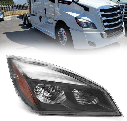 New Body Style Halogen Headlight Assembly Fit for Freightliner Cascadia 2018+,Right, Headlamps, Black Housing
