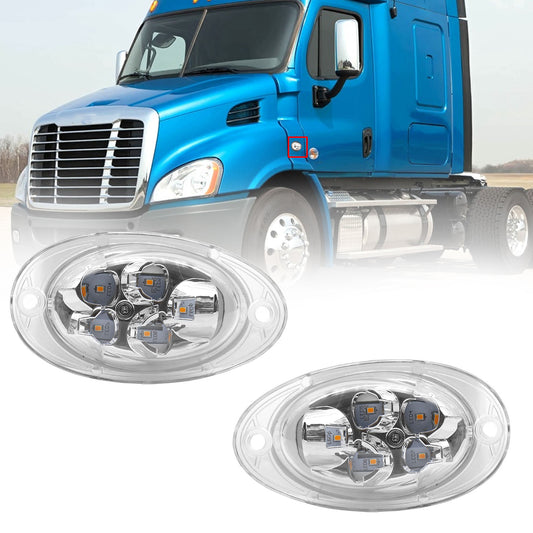 Pair Set Amber LED Corner Lamp Replacement for Freightliner Cascadia Semi Truck 2008-2017
