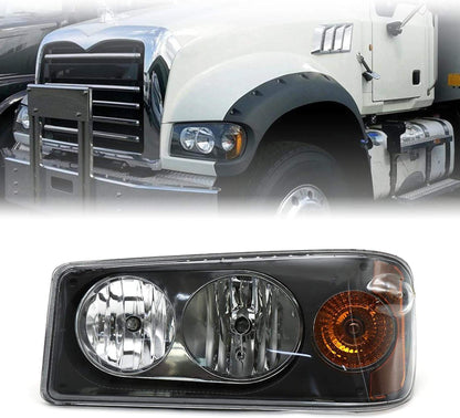Headlights Assembly Fit for Mack Granite GU713 Lamp with Halogen Bulbs and Warm White,Both Sides Compatible with Select Mack ModelLeft Driver Side