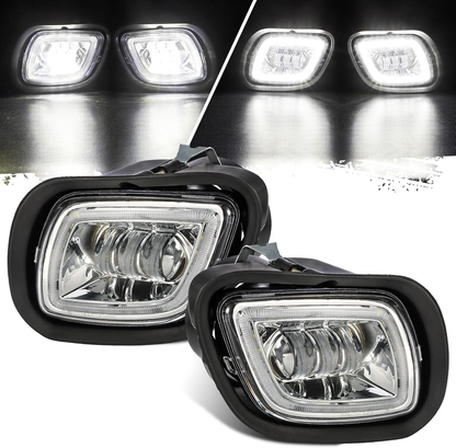 Modified Full LED Fog Lights for Freightliner Cascadia 2008-2017, Sold As One Pair, Clear Lens White Light