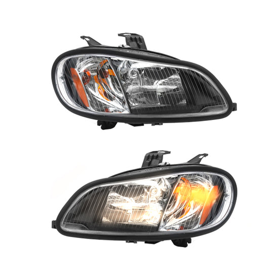 Headlight Assembly Compatible with 2004-2013 Freightliner M2, Black Housing, Left Driver &Right Passenger Pair Set