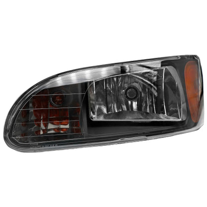 Black Headlight Assembly Fit For 2005-2015 Peterbilt 325 330 335 337 340 348 382 384 386 387, Left/Driver and Right/Passenger Pair Side